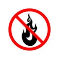 A crossed-out flame in a circle, a sign forbidding the lighting of fires and bonfires