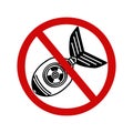 Crossed out missile vector icon. Stop nuclear weapons, rocket launch is prohibited. Black and red illustration Royalty Free Stock Photo