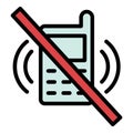 Crossed out telephone icon color outline vector