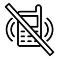 Crossed out telephone icon, outline style