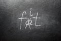 Crossed out word Fat, and written Fit on blackboard, fitness and healthy lifestyle concept