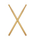 Crossed pair of wooden drumsticks