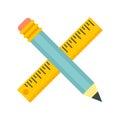 Crossed pencil ruler icon flat isolated vector Royalty Free Stock Photo