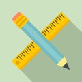 Crossed pencil ruler icon, flat style Royalty Free Stock Photo
