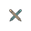 Crossed pencils filled outline icon