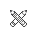 Crossed pencils line icon