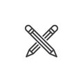 Crossed pencils line icon