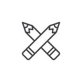 Crossed pencils outline icon