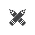 Crossed pencils vector icon