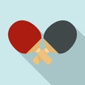 Crossed ping pong paddle icon, flat style