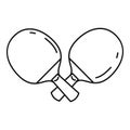 Crossed ping pong paddle icon, outline style