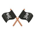 Crossed pirate flags icon, cartoon style