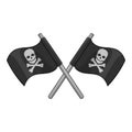 Crossed pirate flags icon monochrome