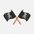 Crossed pirate flags icon, cartoon style