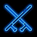 Crossed Police Batons neon glow icon illustration Royalty Free Stock Photo
