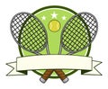 Crossed Racket And Tennis Ball Logo Design Label