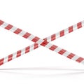 Crossed red white warning tape