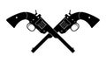 Crossed revolver guns icon. Vintage pistol silhouette. Western handgun. Vector illustration Royalty Free Stock Photo