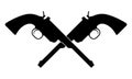 Crossed revolver guns icon. Vintage pistol silhouette. Western handgun. Vector illustration Royalty Free Stock Photo