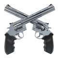 Crossed Revolvers, guns. 3D rendering Royalty Free Stock Photo