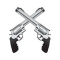 Crossed revolvers. Vector illustration decorative background design