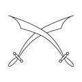 Crossed scimitars icon in outline style Royalty Free Stock Photo