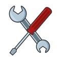 Crossed screwdriver and spanner Royalty Free Stock Photo