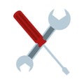 Crossed screwdriver and spanner Royalty Free Stock Photo
