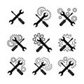 Crossed screwdriver and wrech vector icons Royalty Free Stock Photo