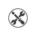Crossed screwdriver and wrench vector icon