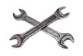 Crossed shabby wrenches on white background Royalty Free Stock Photo