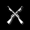 Crossed shotguns, hunting rifles icon flat