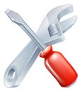 Crossed spanner and screwdriver Royalty Free Stock Photo