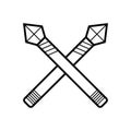 Crossed Spears Black Icon Vector Illustration