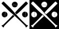 Crossed sports baseball bats with balls. American national sport. Active lifestyle. Realistic vector