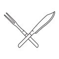 crossed steak fork and knife. Vector illustration decorative design