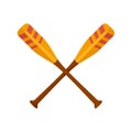 Crossed striped oars icon, flat style