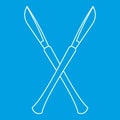 Crossed surgeon scalpels icon, outline style