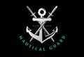 Crossed Sword Blade Anchor Hook for Ocean Sail Nautical Guard or Yacht Boat Navy Logo Design