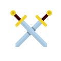 Crossed sword. Medieval knight weapon. Soldier item