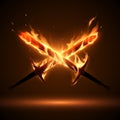 Crossed swords in fire flames