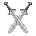 Crossed swords. Hand drawn sketch Royalty Free Stock Photo