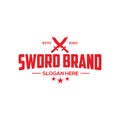 Crossed swords logo icon. Sword crests. Vector heraldry design