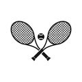 Crossed tennis rackets and ball icon, simple style