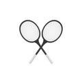 Crossed tennis rackets in retro design