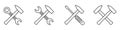 Crossed tool icons. Hammer, wrench and screwdriver. Repair tools icon Royalty Free Stock Photo