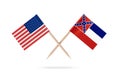 Crossed toothpick flags USA and Mississippi Royalty Free Stock Photo