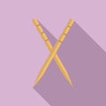 Crossed toothstick icon flat vector. Tooth stick