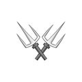 Crossed tridents icon, black monochrome style Royalty Free Stock Photo