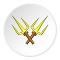 Crossed tridents icon, cartoon style Royalty Free Stock Photo